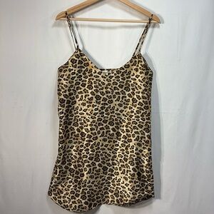 🍋 vintage leopard print poly satin chemise: